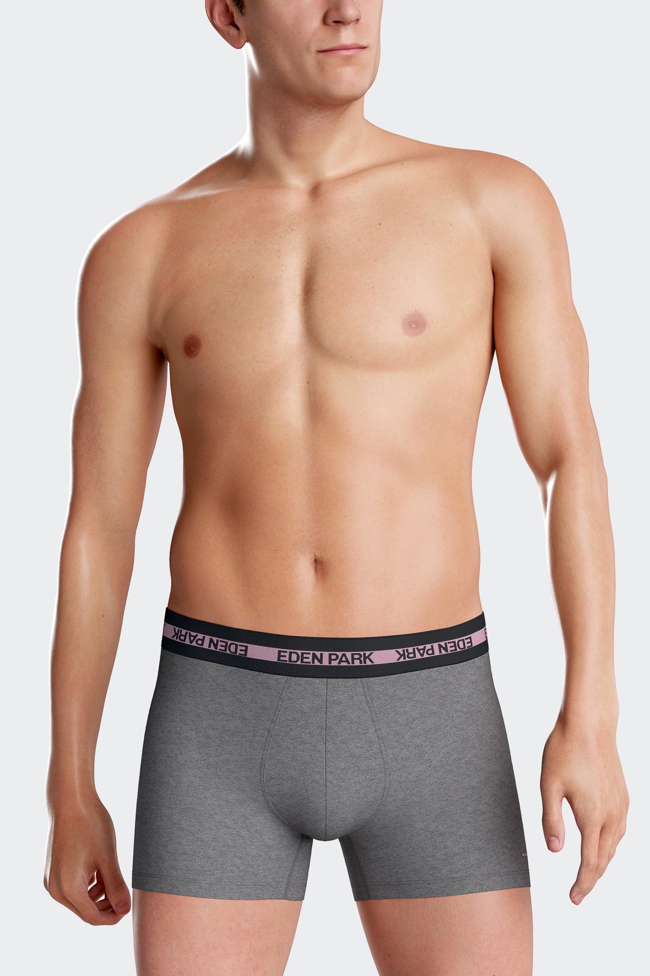 Anthracite grey stretch cotton boxers with branded waistband