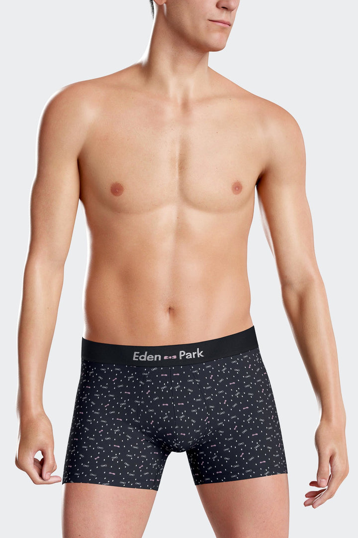 Boxer en coton stretch bleu marine micro-motifs nœuds papillon