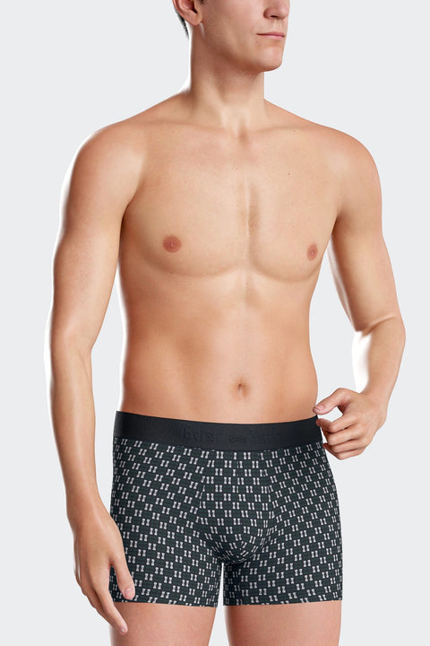 Green stretch cotton boxers with micro patterns - Image 2