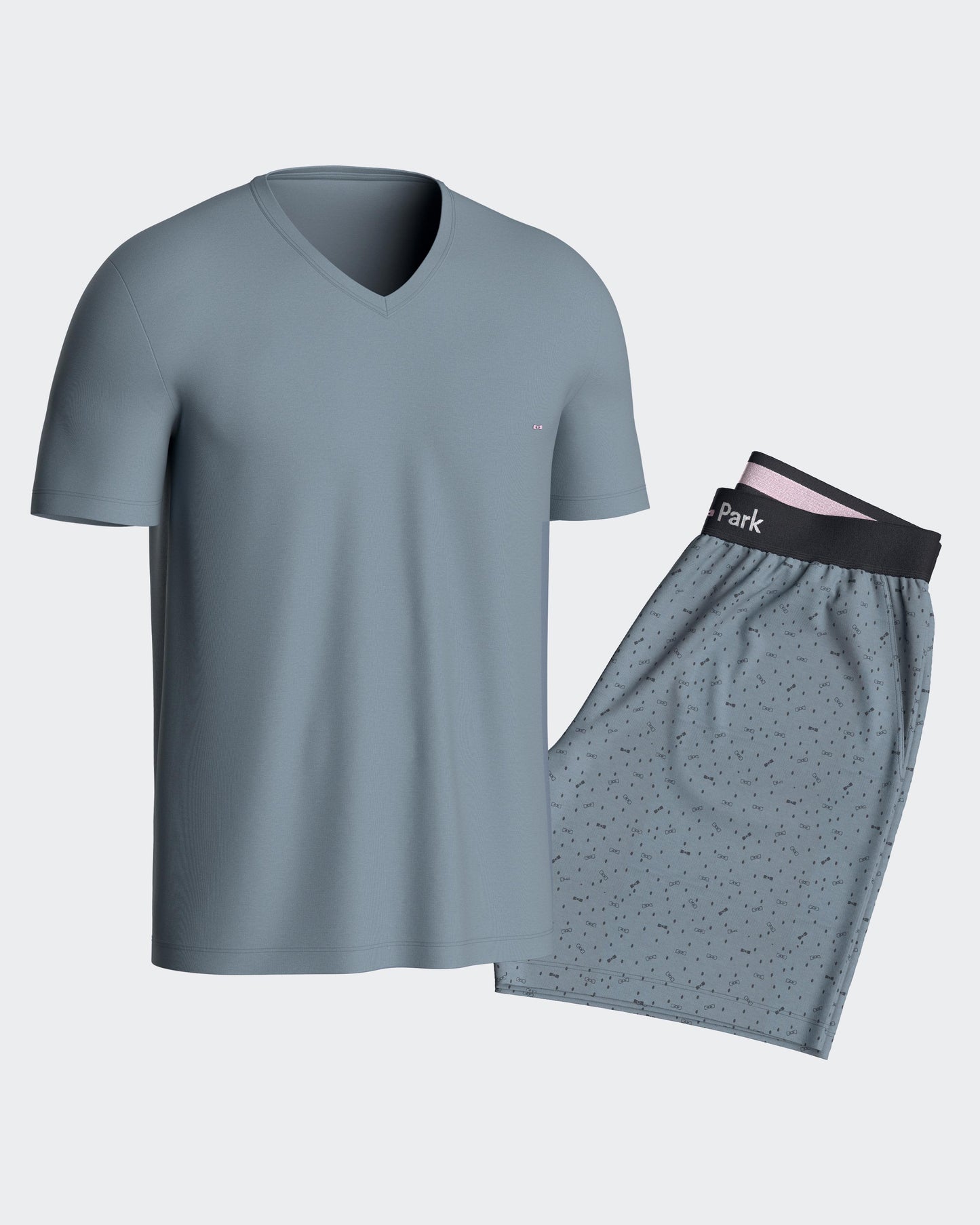 Short pyjamas in grey cotton jersey shorts with micropatterns