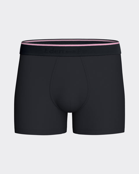 Pack of two boxers in plain navy stretch cotton jersey and sky micropatterns 10 - Image 3