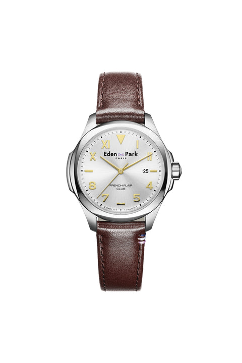 Brown quartz leather watch - Image 1