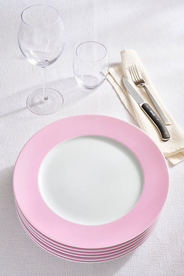 Set of 6 large pink plates in Limoges porcelain - Image 3