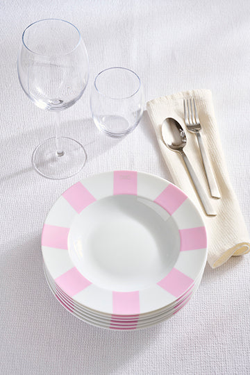Set of 6 Limoges porcelain pink dessert plates