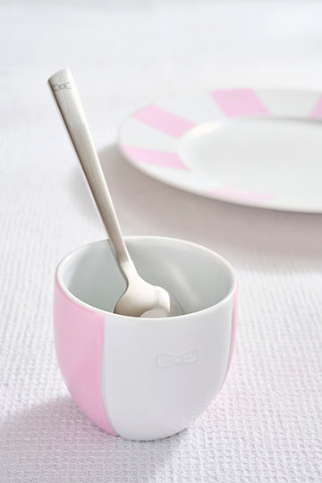 Set of two porcelain coffee cups with pink glazed interior