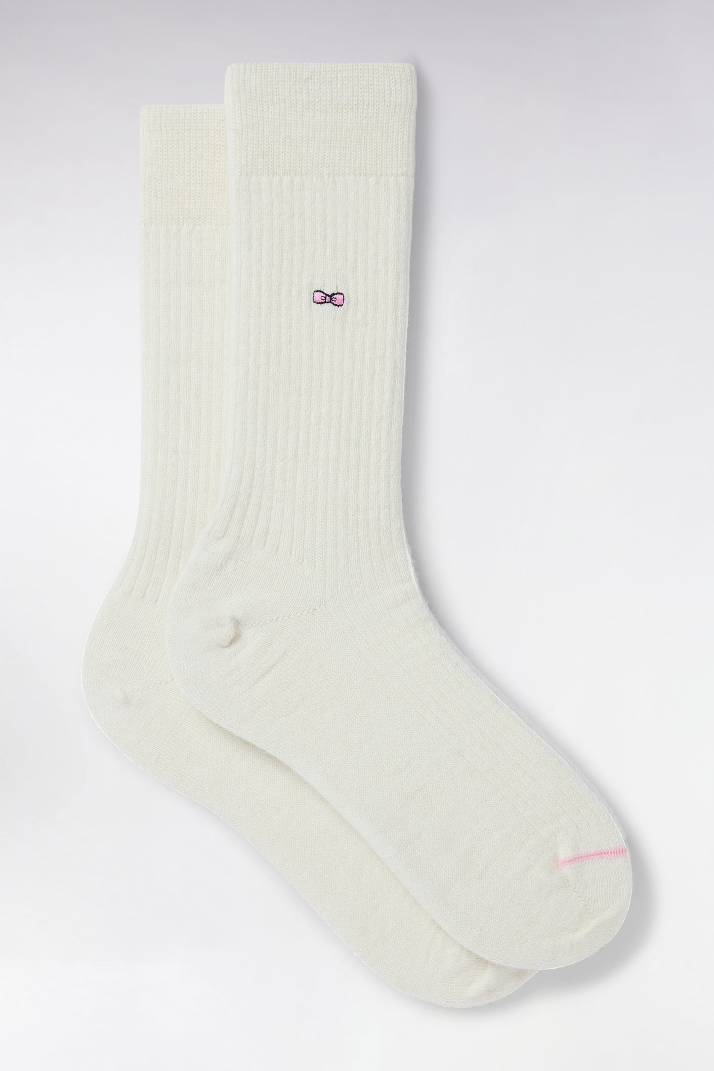 Chaussettes montantes en laine et alpaga blanches