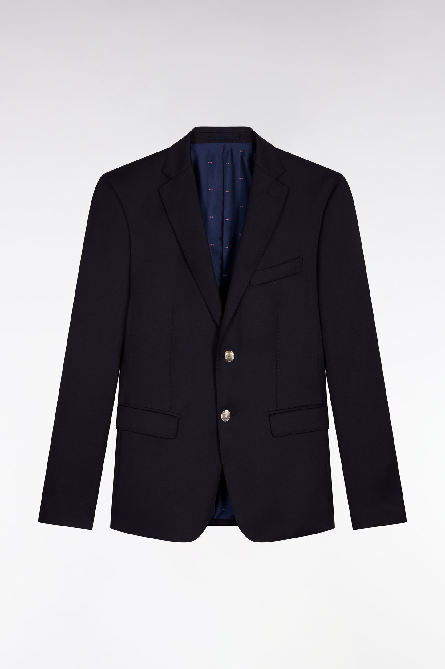 Slim fit navy blue 100% wool blazer