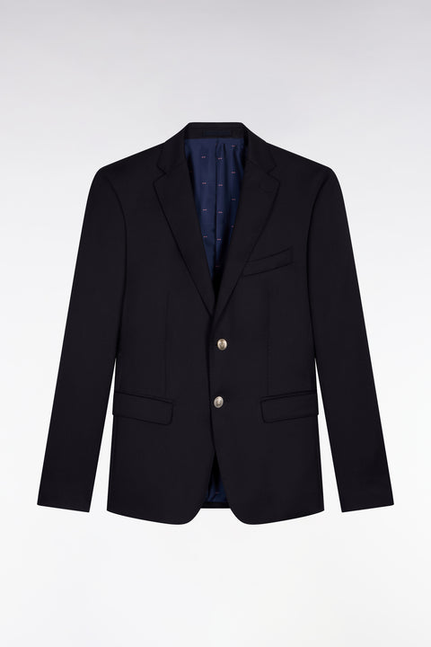 Slim fit navy blue 100% wool blazer - Image 2