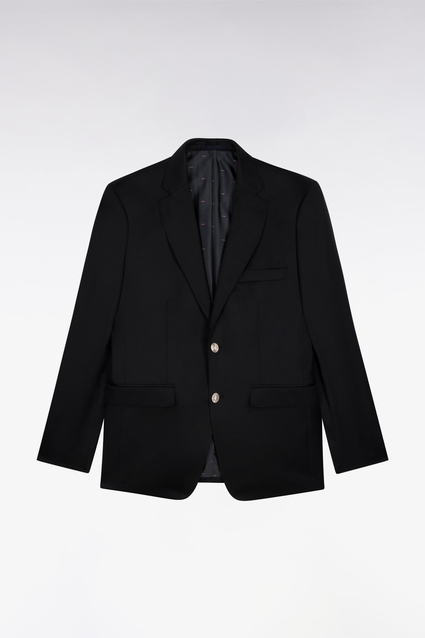 Slim fit black 100% wool blazer
