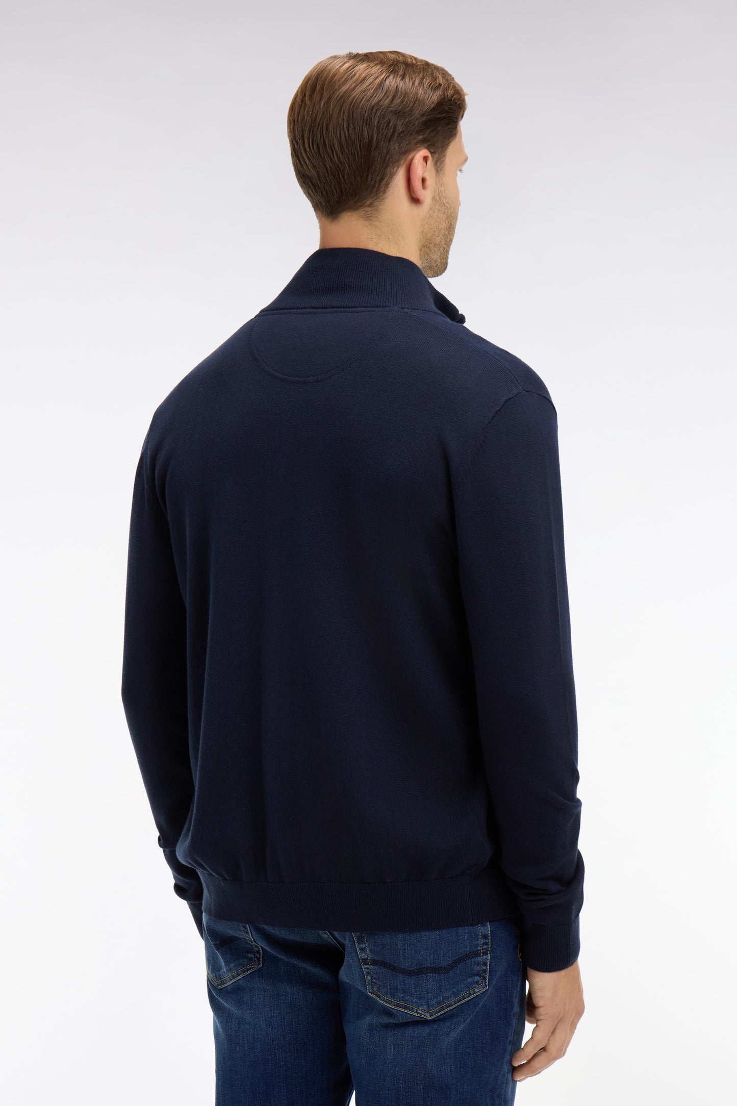 Navy blue cotton cardigan with zipper