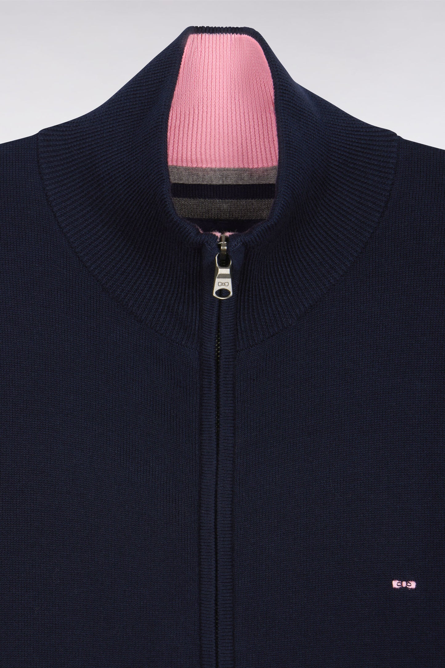Navy blue cotton cardigan with zipper