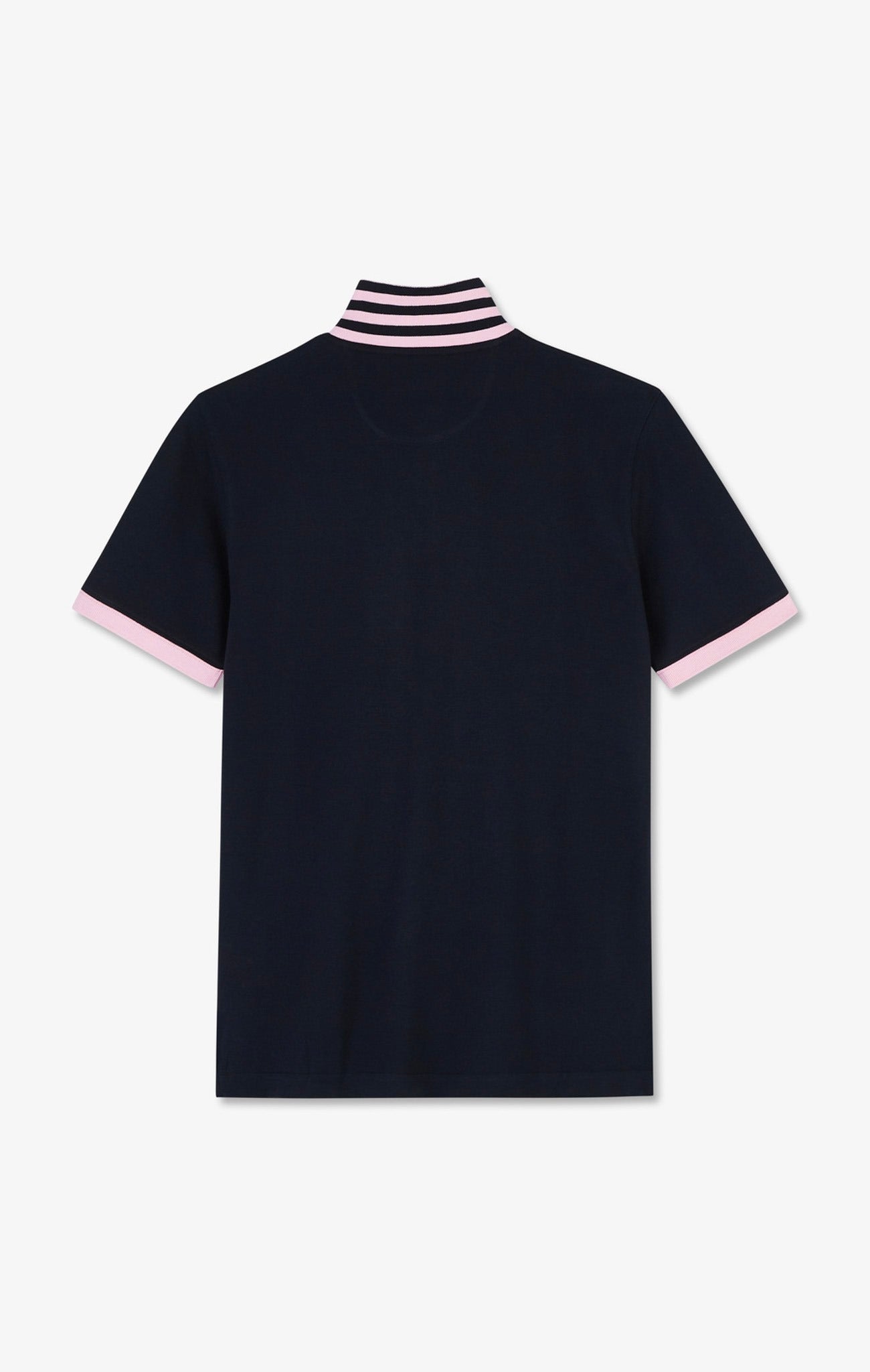 Navy blue pima cotton polo with contrasting accents