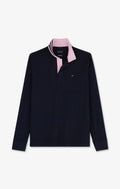 Navy cotton polo with contrasting neck