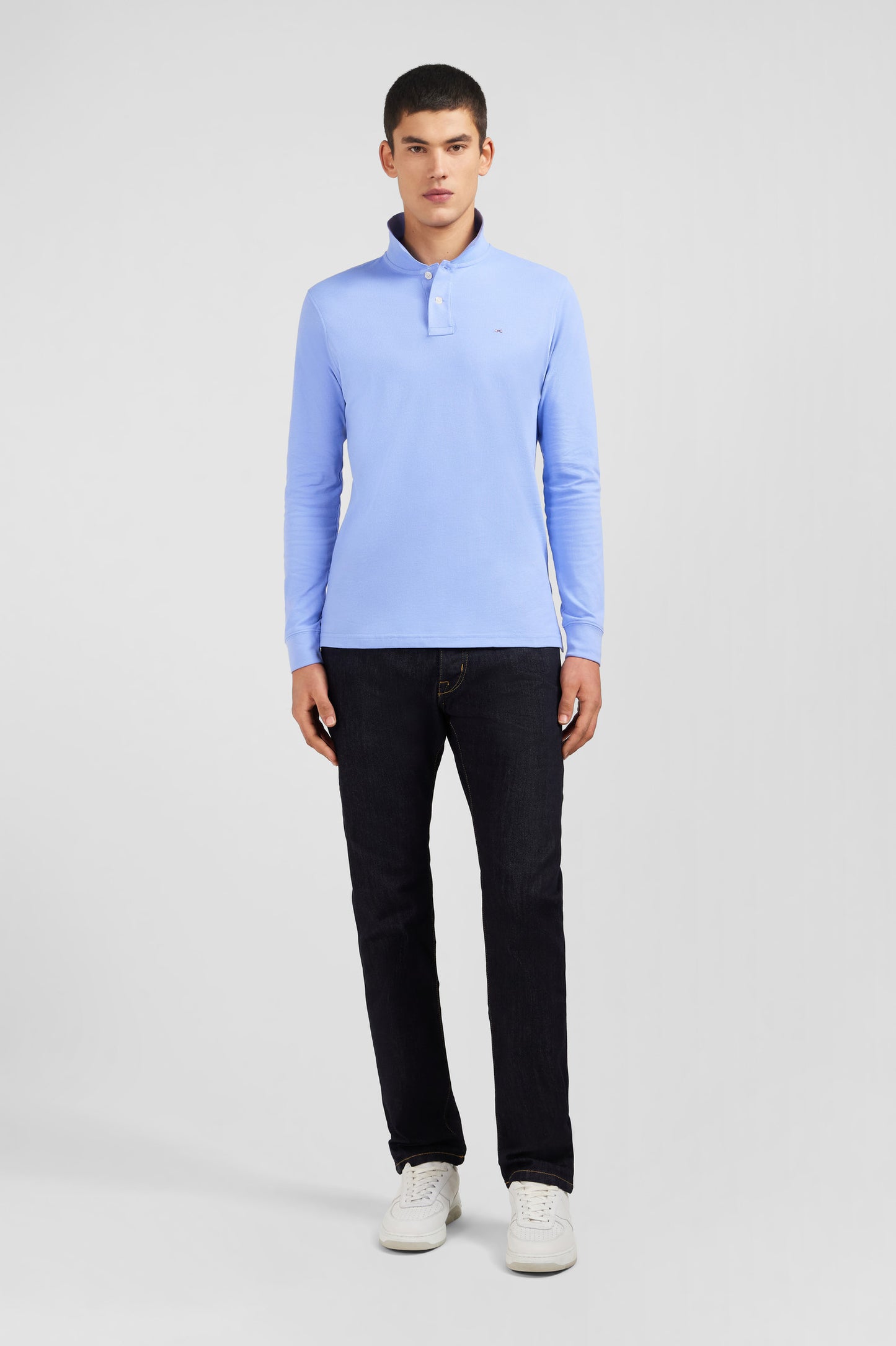 Light blue cotton polo with contrasting neck