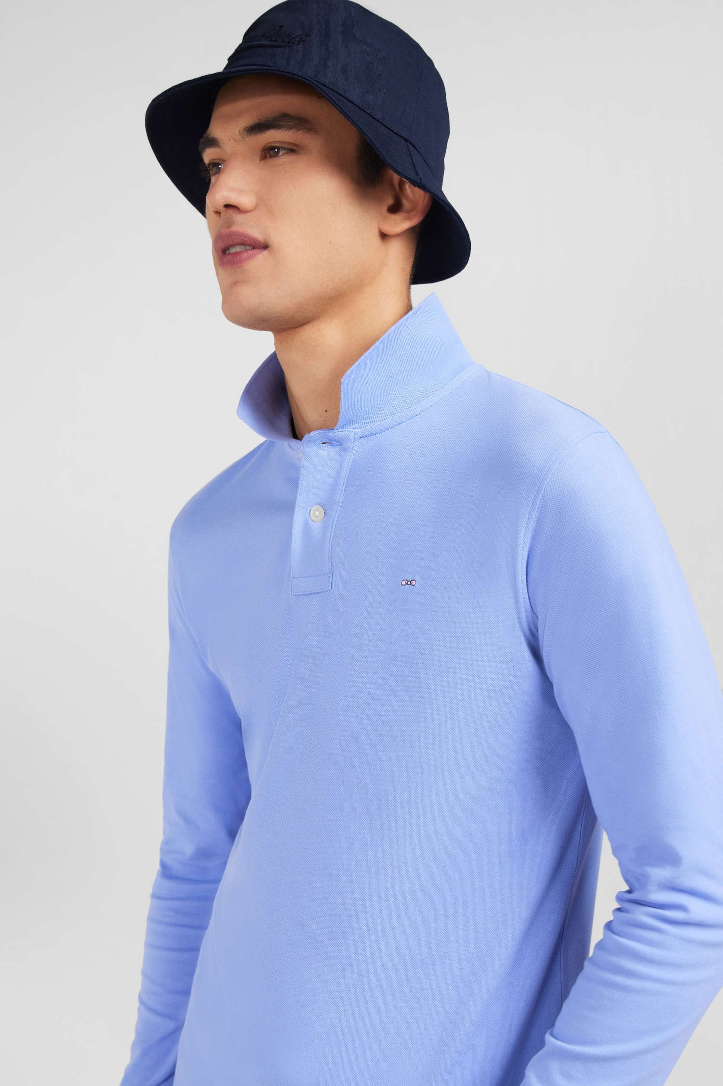 Light blue cotton polo with contrasting neck