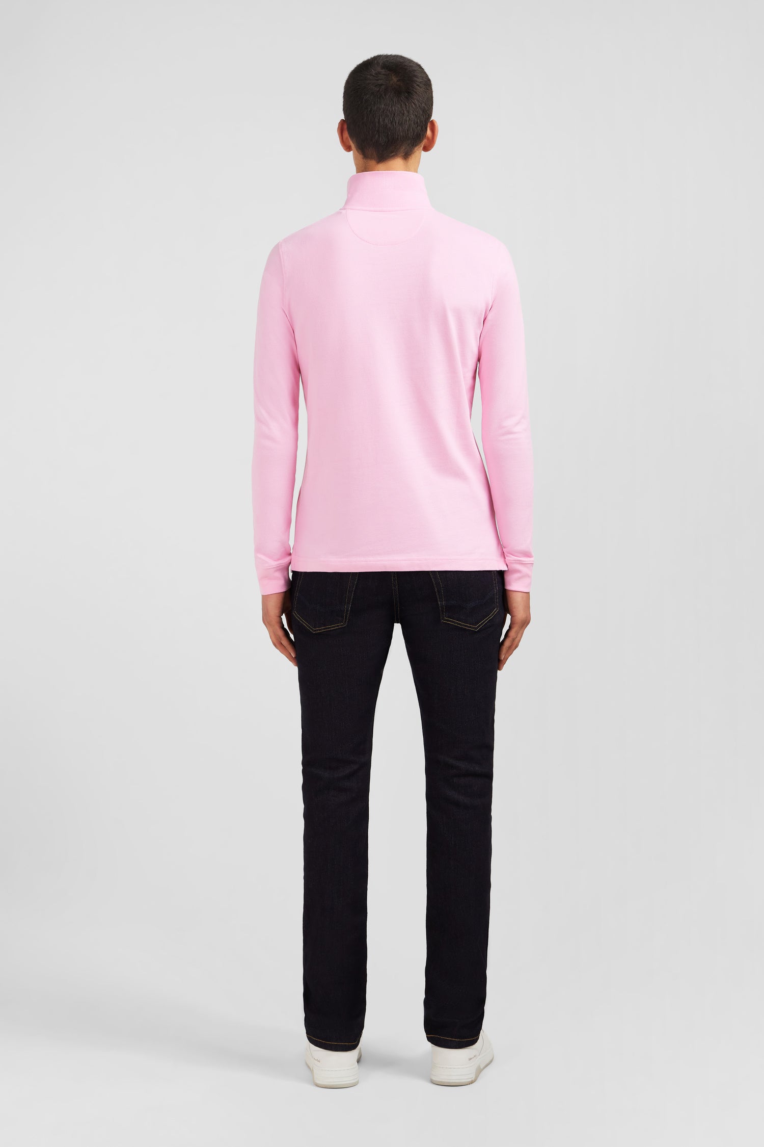 Pink cotton polo with contrasting neck