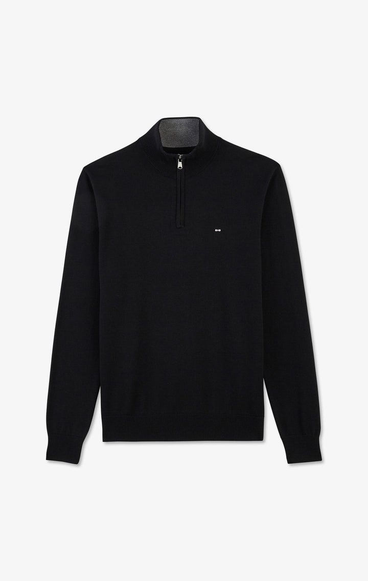 Black cotton jersey jumper with trucker neck