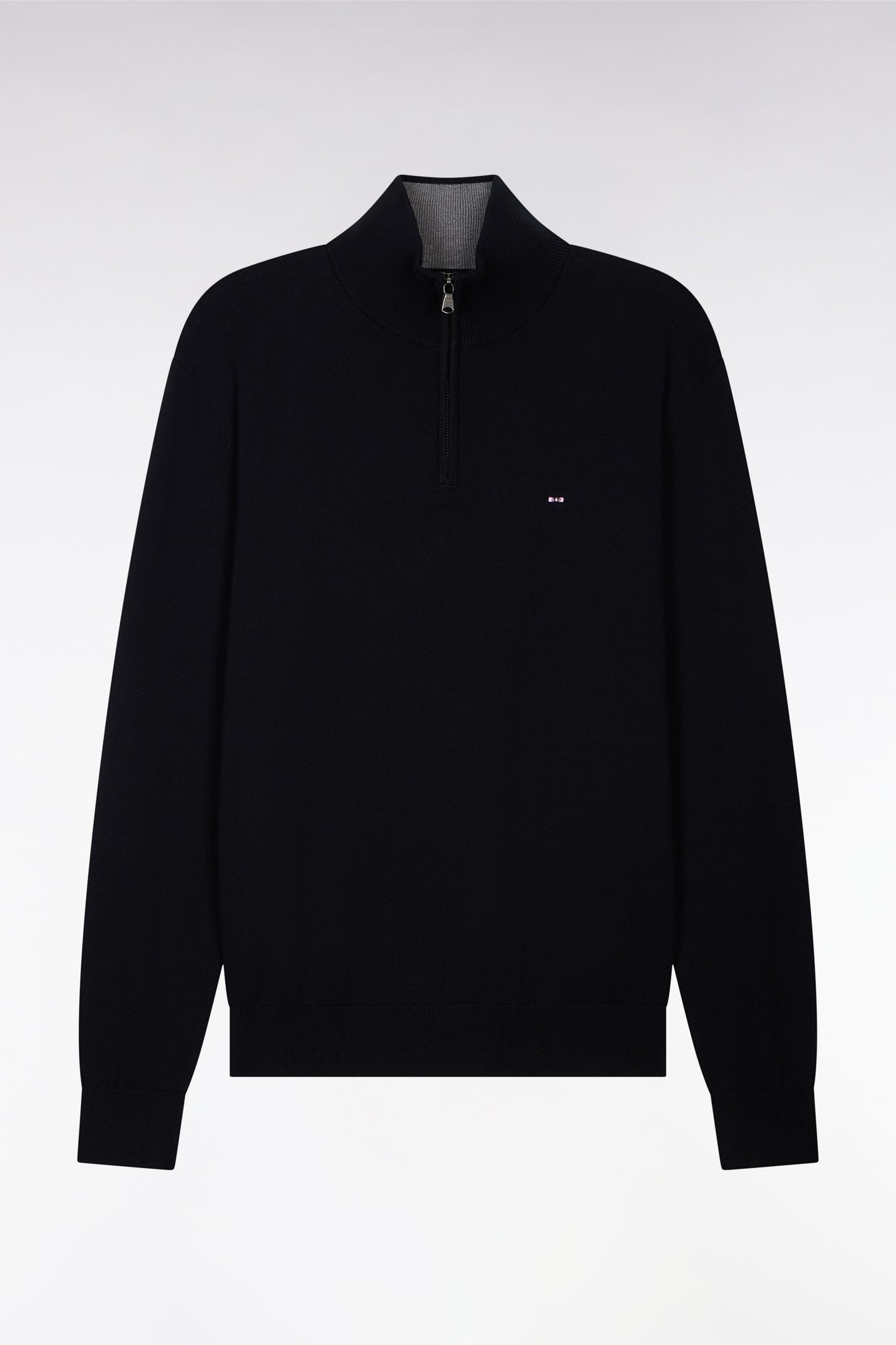 Black cotton jersey jumper with trucker neck