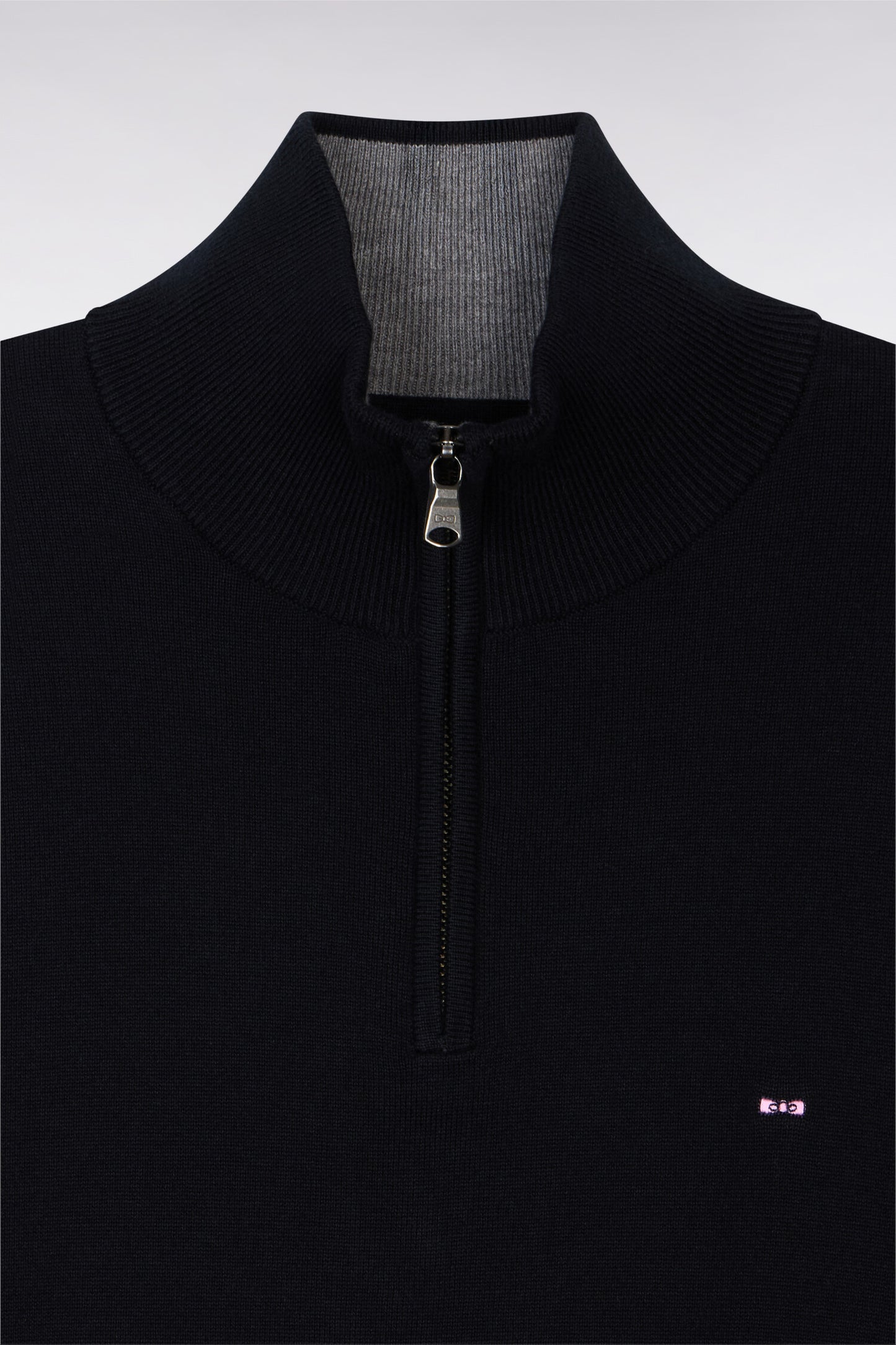 Black cotton jersey jumper with trucker neck