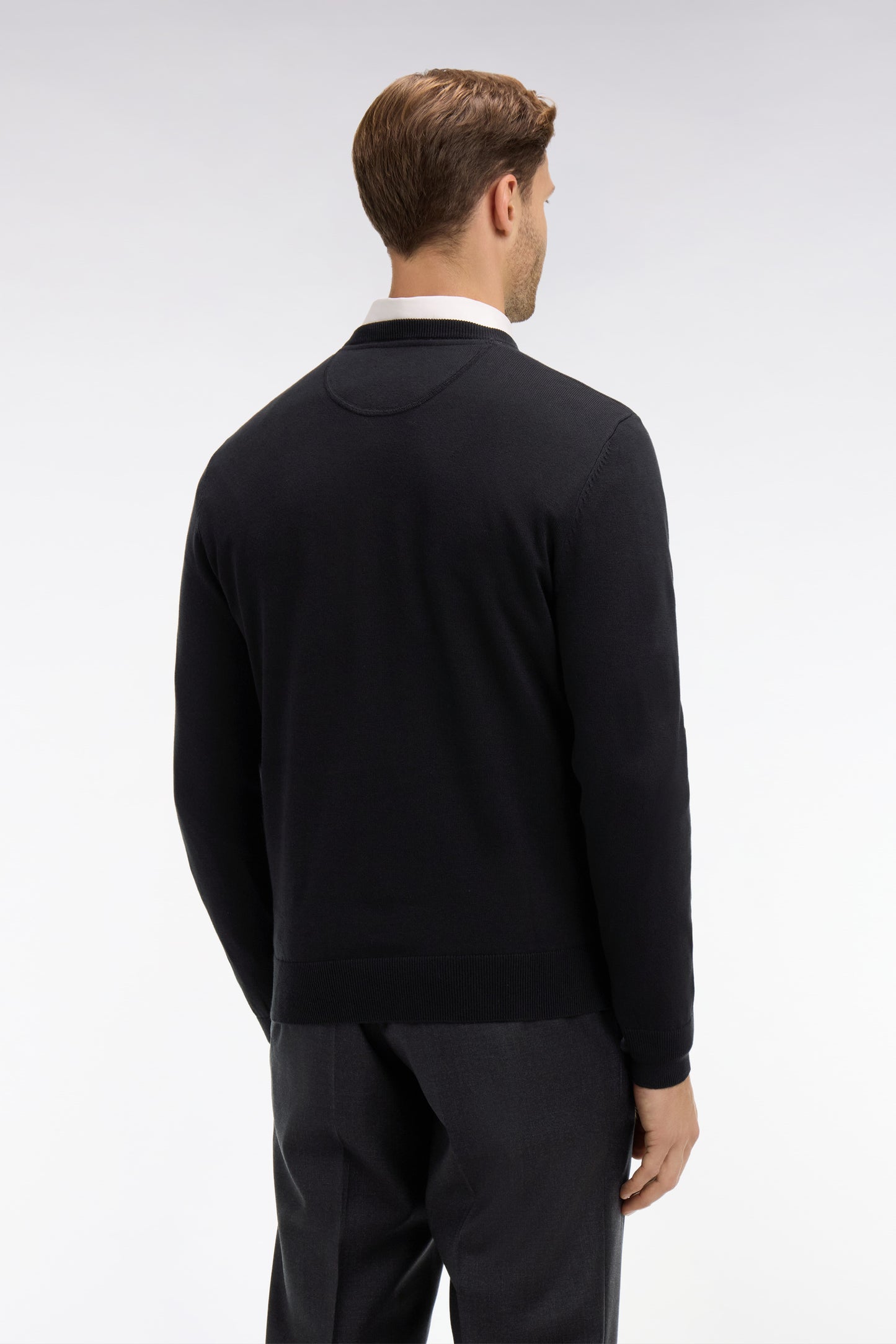 Black cotton V-neck sweater