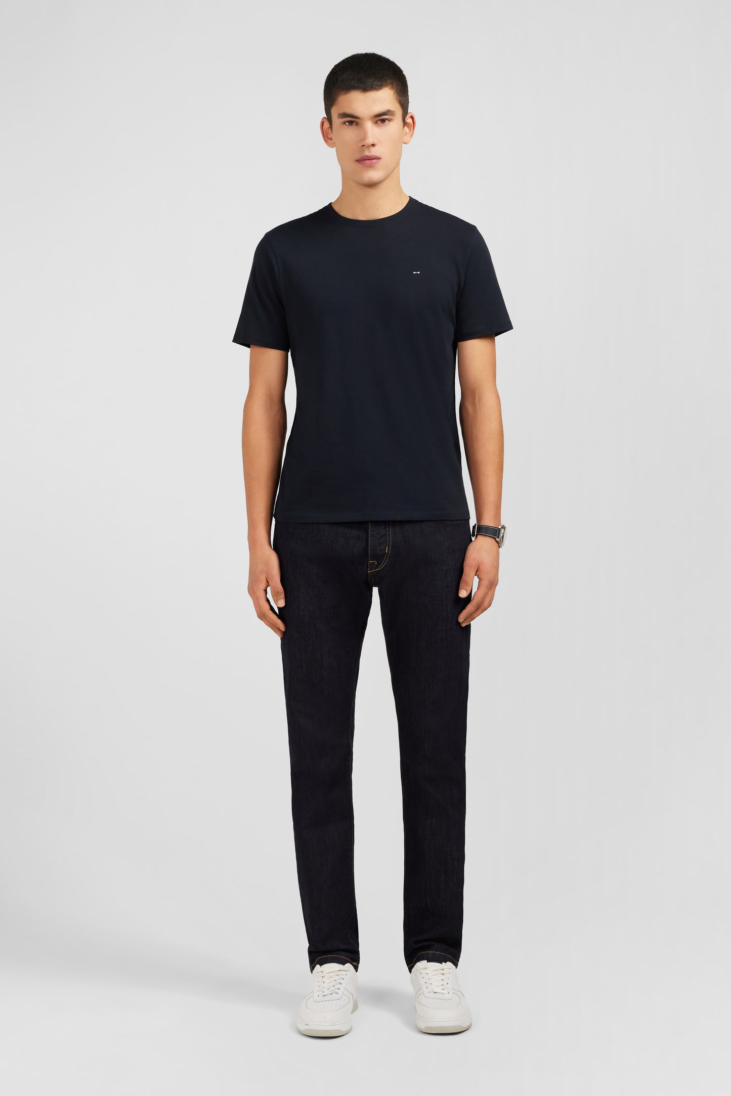 Crew neck black pima cotton t-shirt