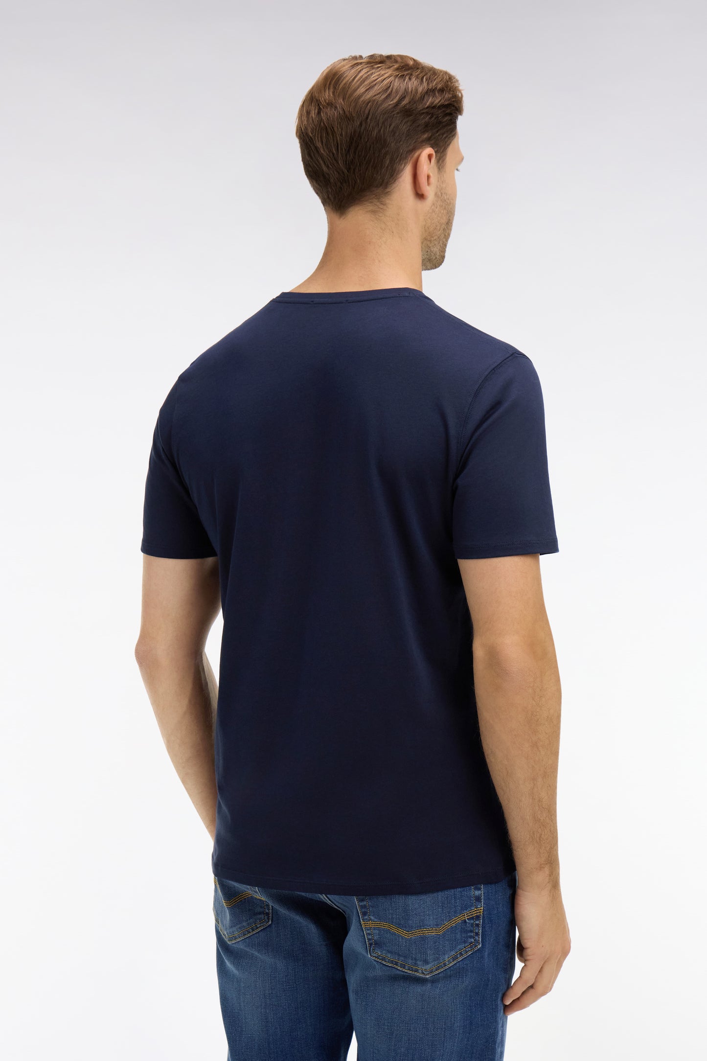 V-neck navy light pima cotton t-shirt