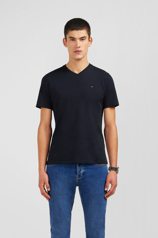 V-neck black light pima cotton t-shirt