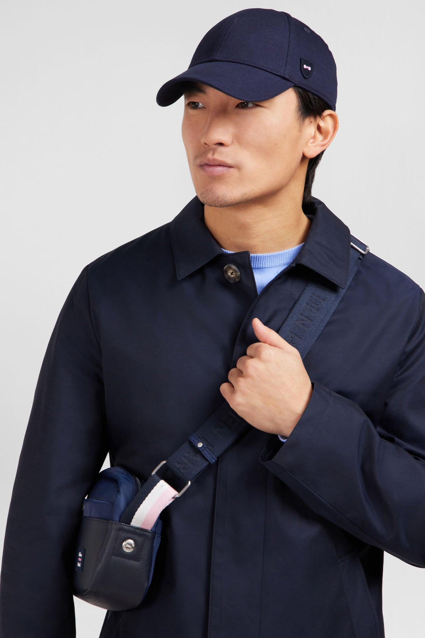 Plain navy raincoat
