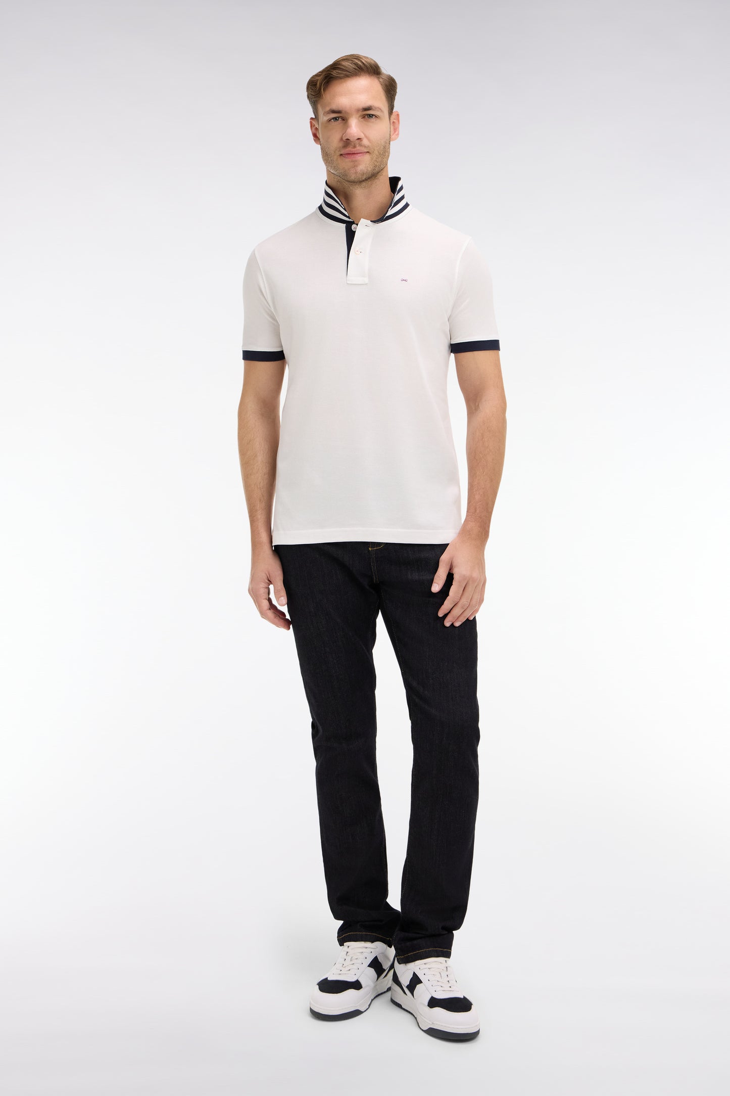 Navy blue jeans in stretch cotton