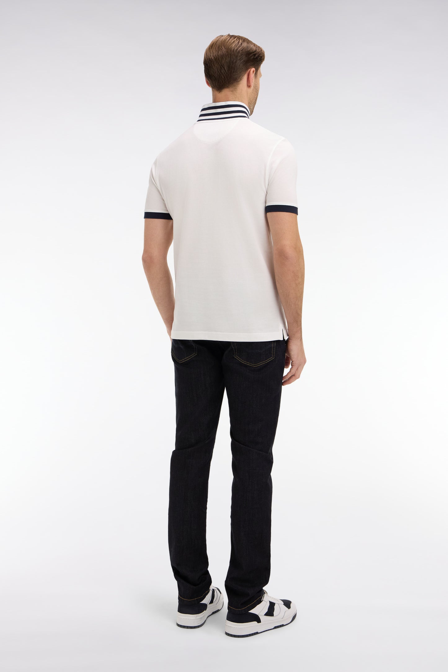 Navy blue jeans in stretch cotton