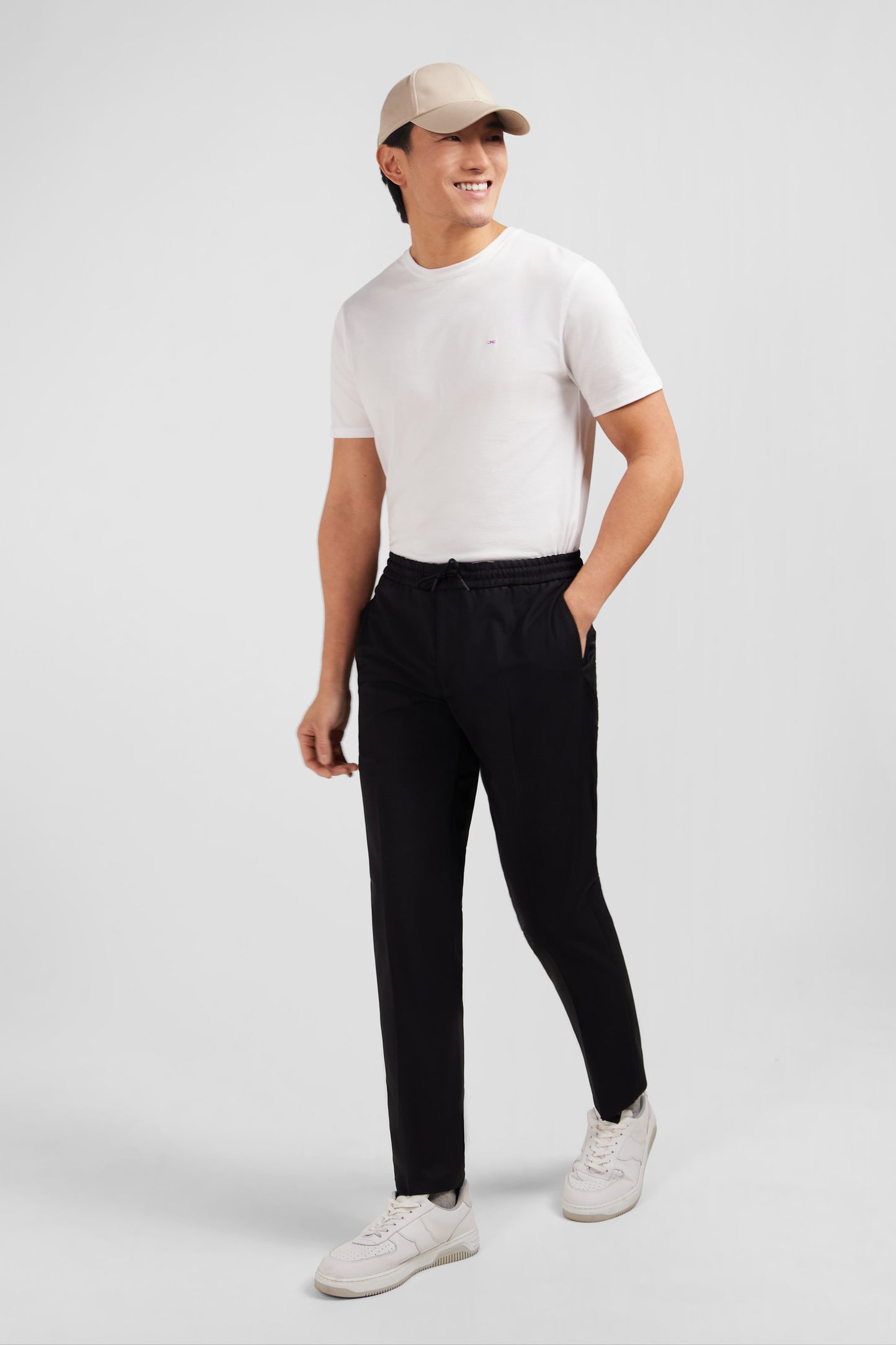 Black trousers with elasticated waist