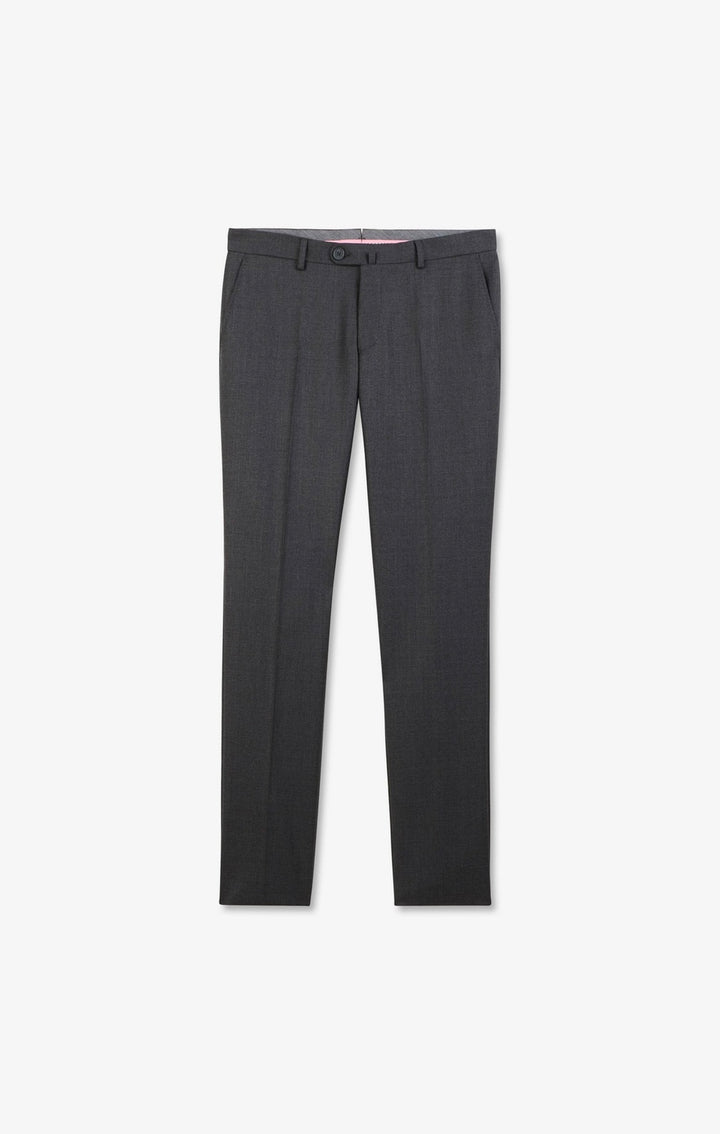 Slim grey wool trousers with broken fold