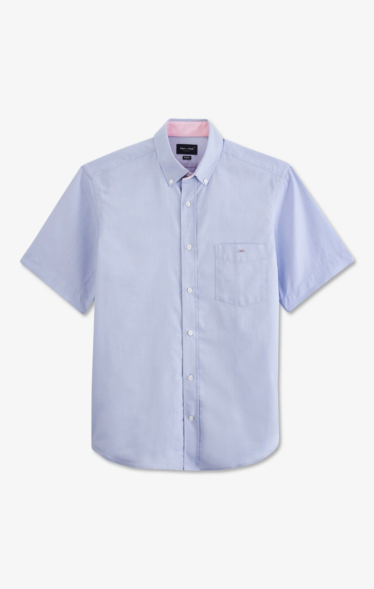 Short sleeved blue cotton shirt