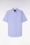 Short sleeved blue cotton shirt