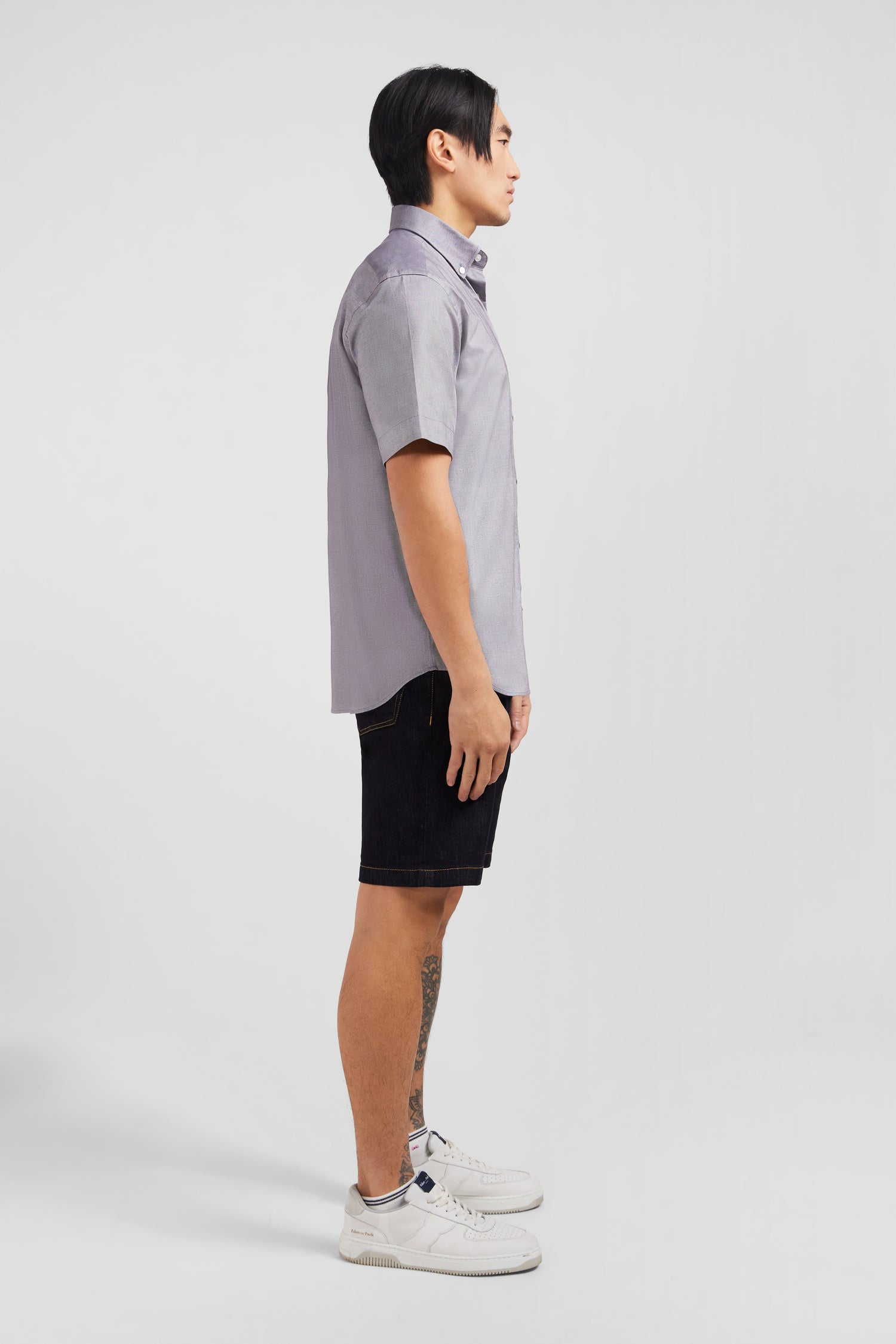 Short sleeved grey cotton shirt