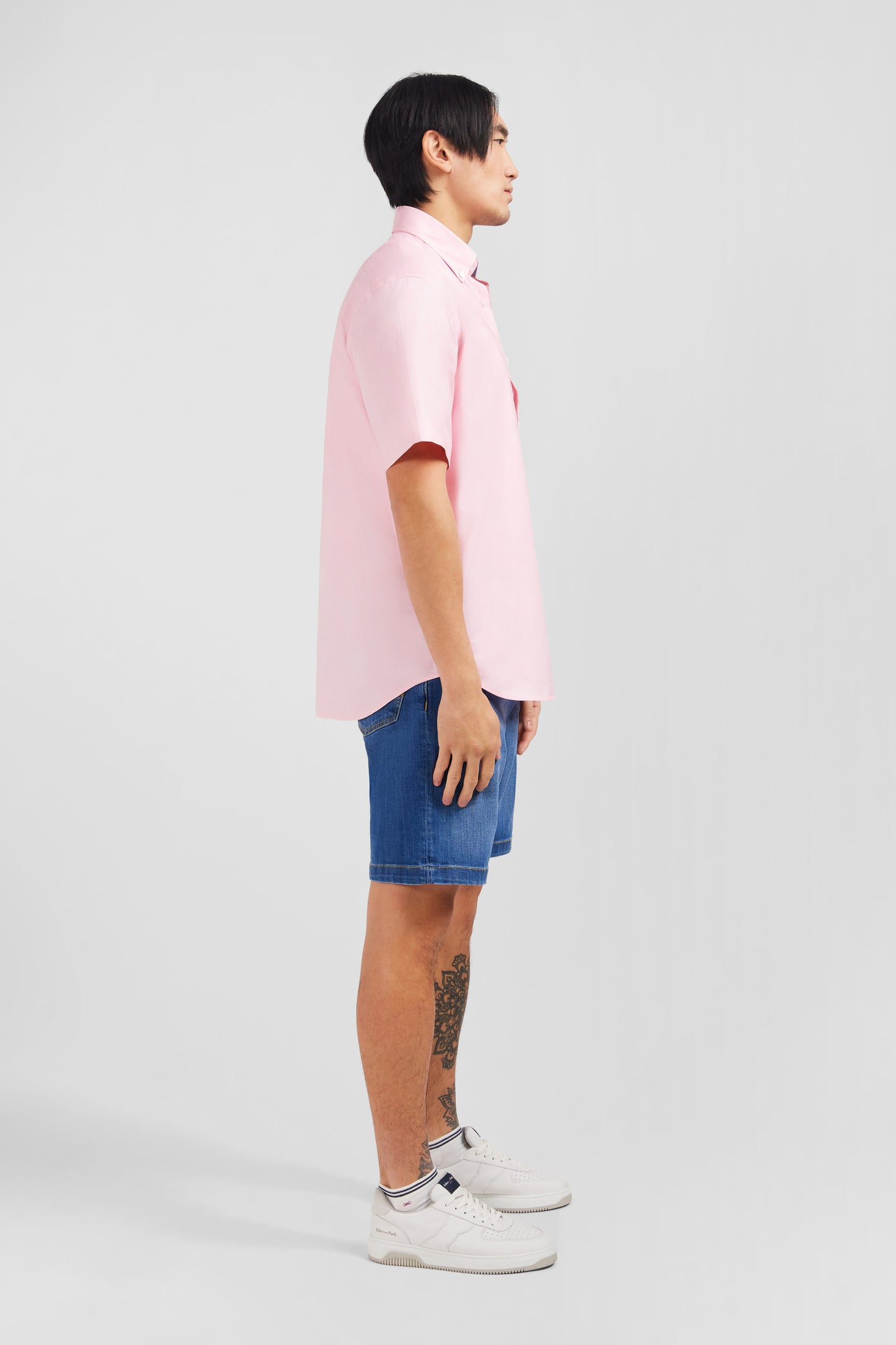 Short sleeved pink cotton shirt