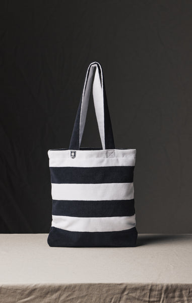 Pap'Atelier upcycled terry cloth striped shopping bag