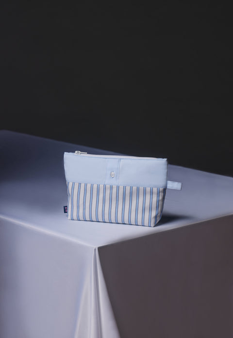 Pap'Atelier upcycled striped sky cotton patchwork pouch - Image 2