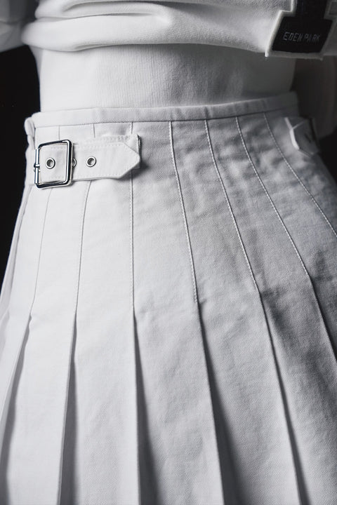 Pap'atelier white pleated kilt skirt with striped trim - Image 2