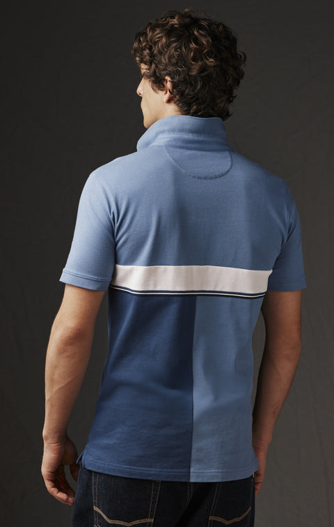 Maillot bleu et marine en patchwork de jersey upcyclé Pap'Atelier - Image 2
