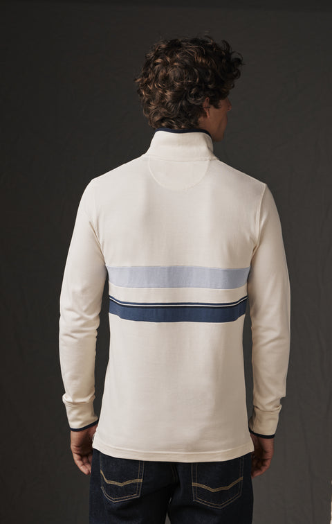 Maillot en jersey de coton blanc upcyclé à rayures patchwork Pap'Atelier - Image 2