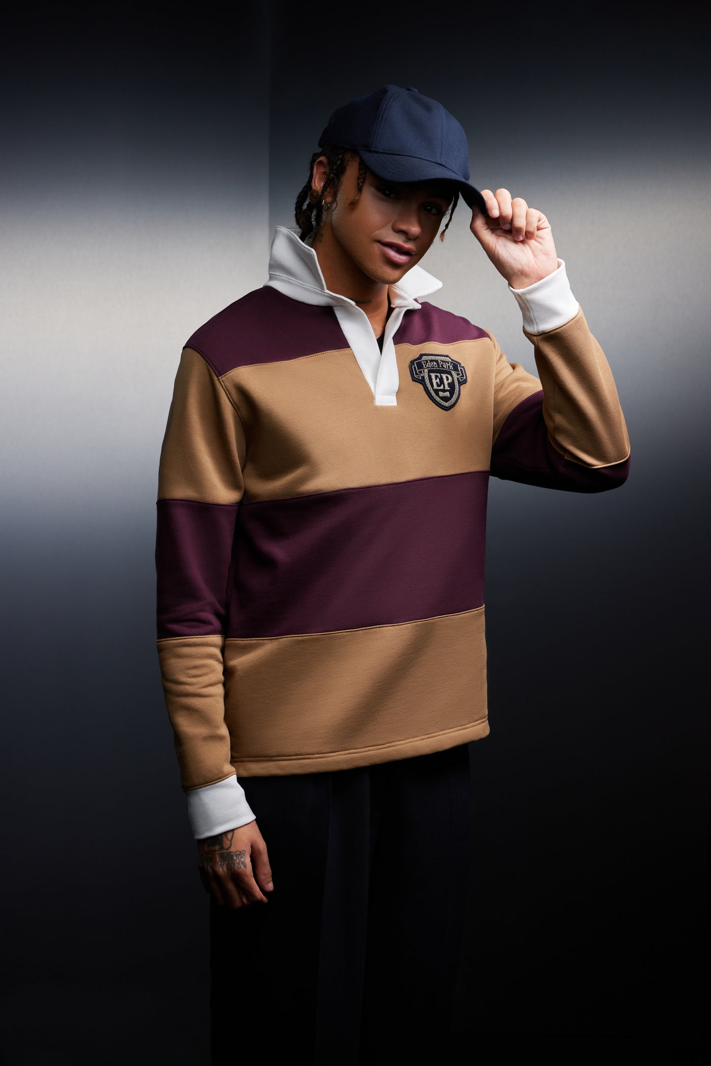 Maillot à rayures rugby bicolore upcyclé Pap'Atelier