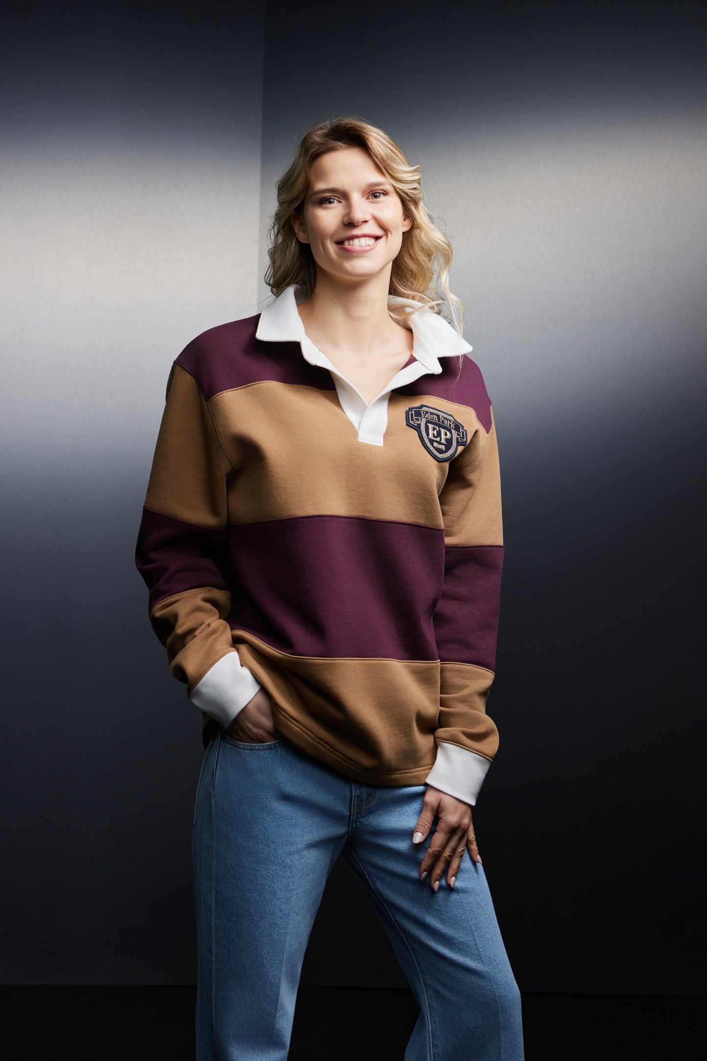 Maillot à rayures rugby bicolore upcyclé Pap'Atelier