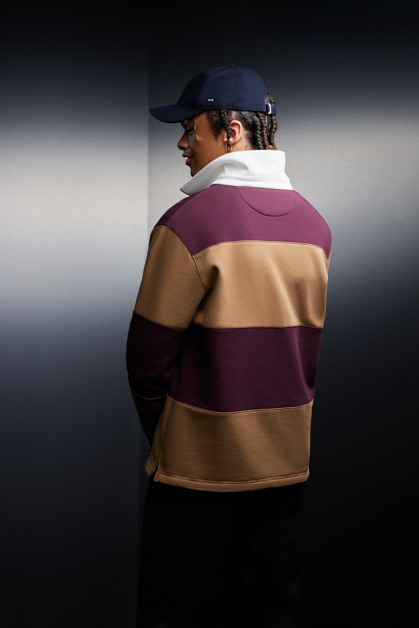 Maillot à rayures rugby bicolore upcyclé Pap'Atelier