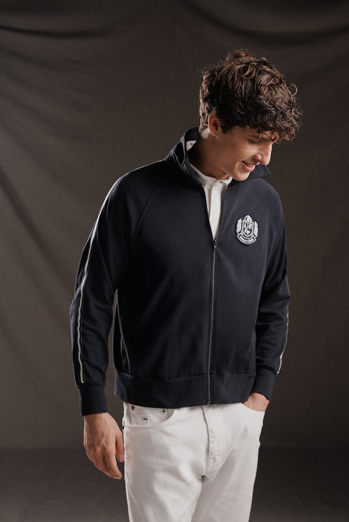 PAP'Atelier navy zip jacket with crest