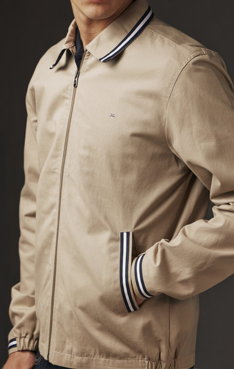 Blouson en coton beige upcyclé à galons rayés Pap'Atelier - Image 2