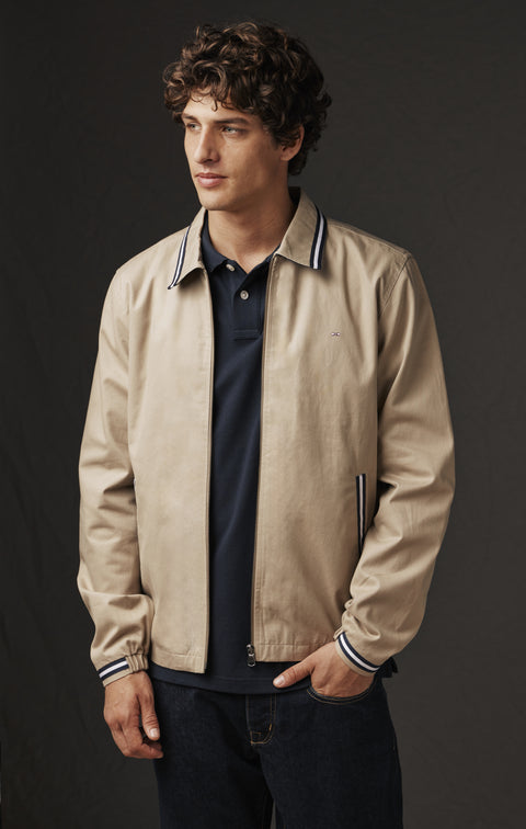 Blouson en coton beige upcyclé à galons rayés Pap'Atelier - Image 1