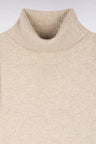 Beige virgin wool and cashmere turtleneck sweater