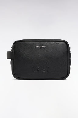 Black grained leather toiletry bag