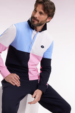 Long-sleeved jersey in thick colorblock cotton jersey, straight cut - Image 3